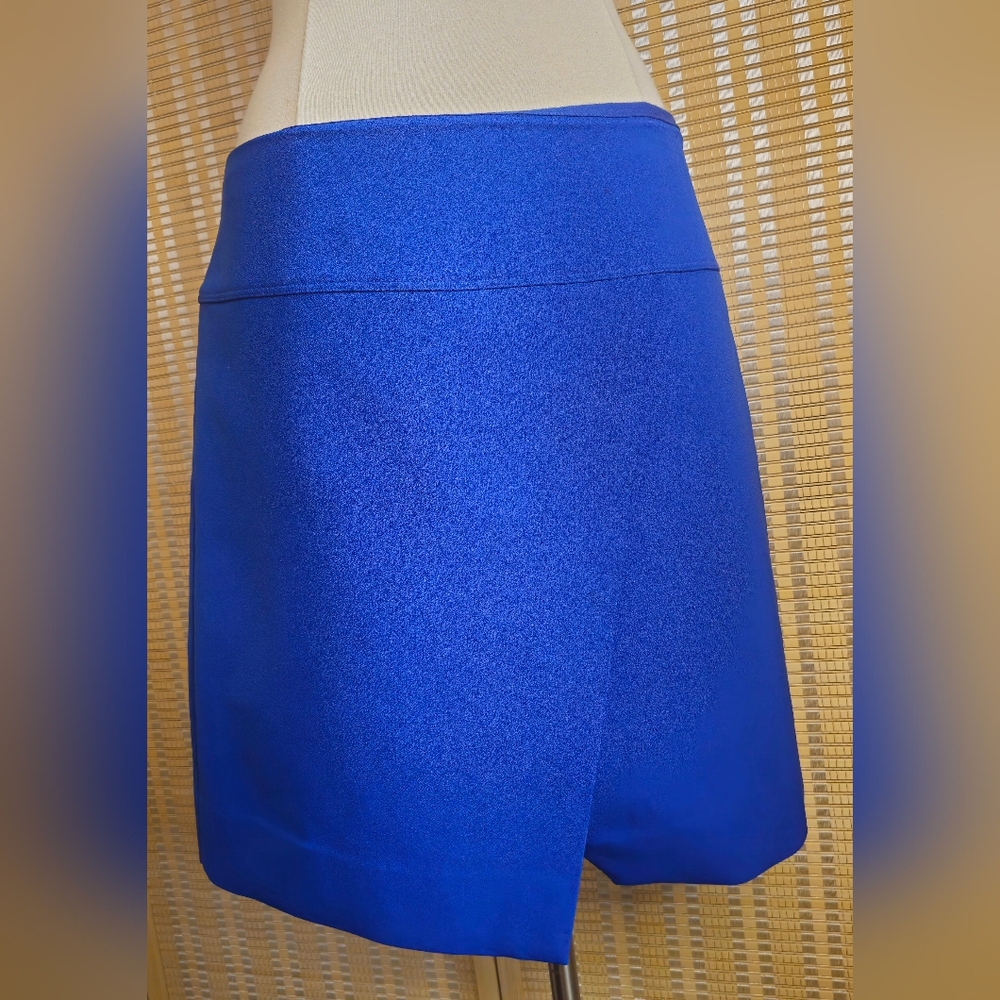 Cobalt Blue Crossover Wrap-Effect A-line Fully Lined Mini Skirt By J. Crew